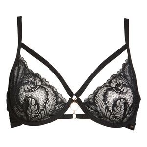 New! Bluebella fawn caged Black Lace Underwire Bra 1802